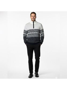 TOMMY HILFIGER 100% Cotton Nordic Design Quarter Zip Sweater US Sz XL